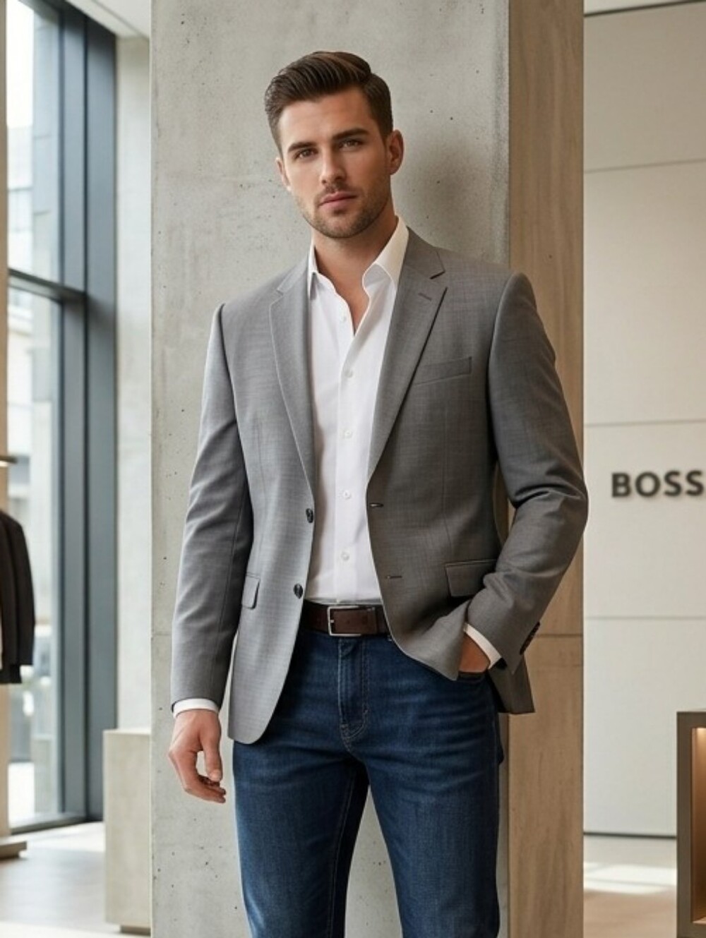 BOSS Hugo Boss 42R Quiet Luxury Modern Cl Contemporary Preppy Office Wool Blazer